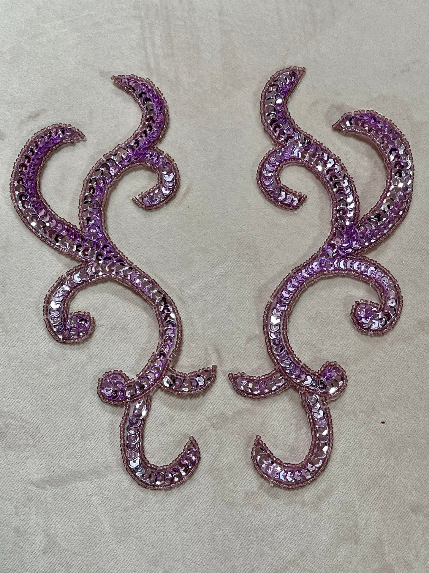Lilac Sequin and Beaded Appliqué