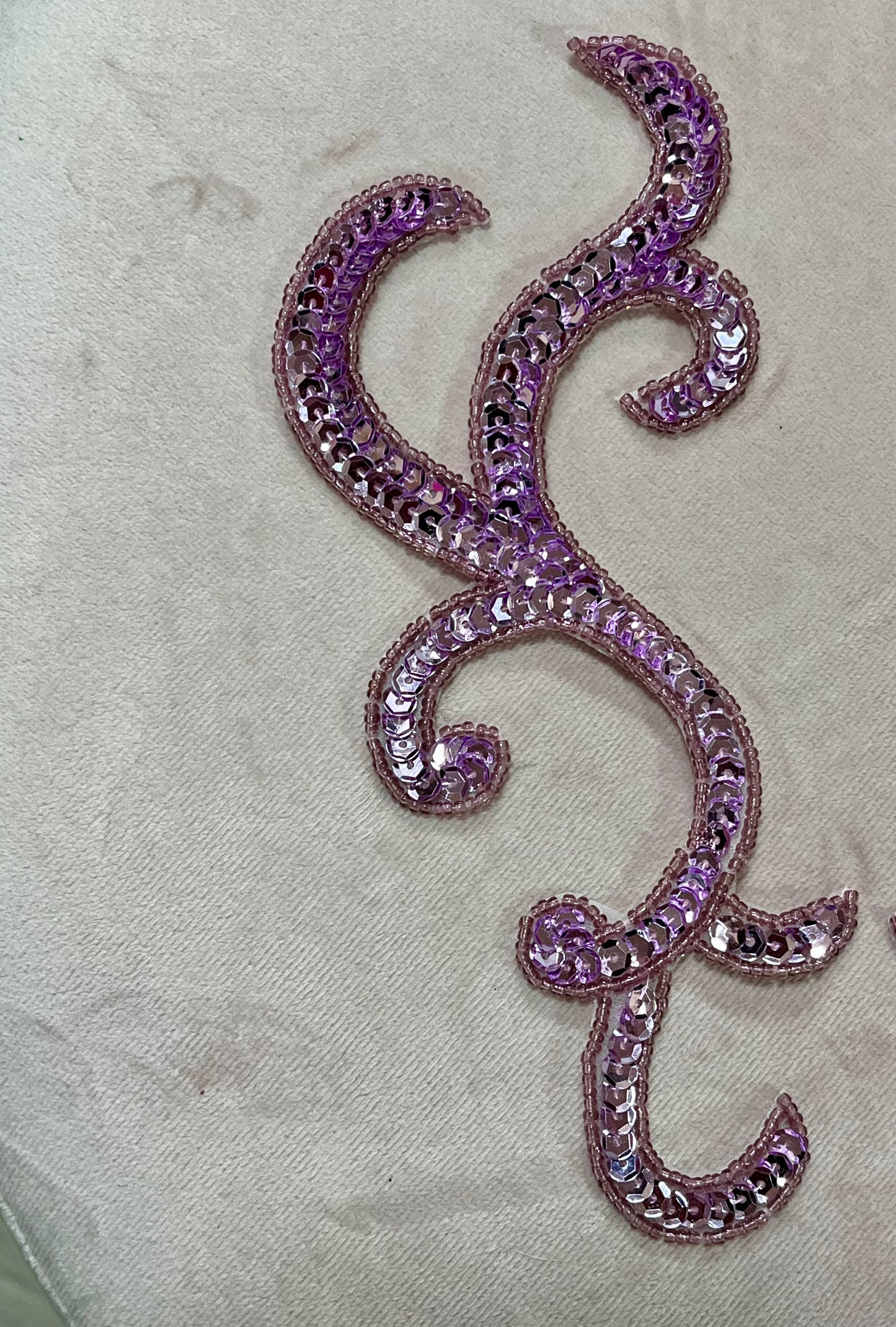 Lilac Sequin and Beaded Appliqué