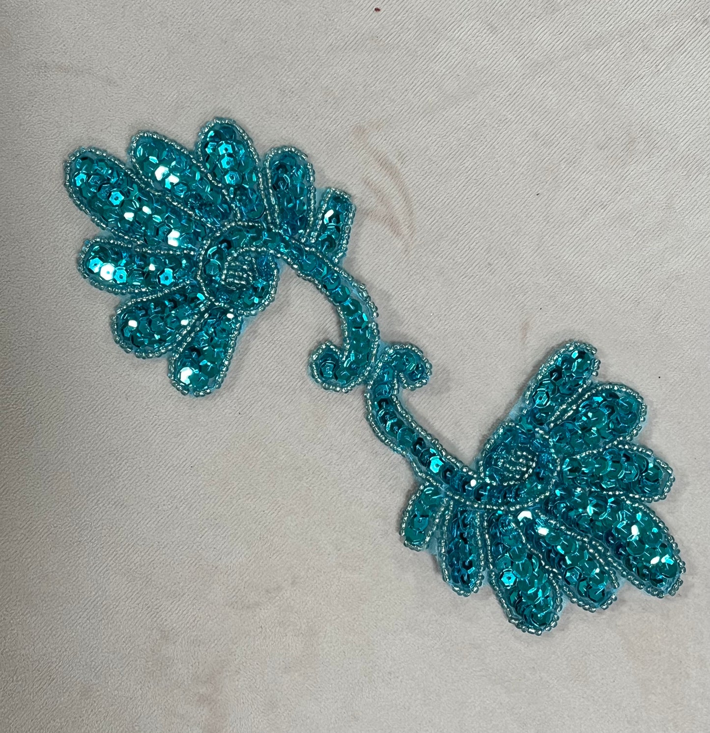 Dark Aqua Sequin and Bead Appliqué