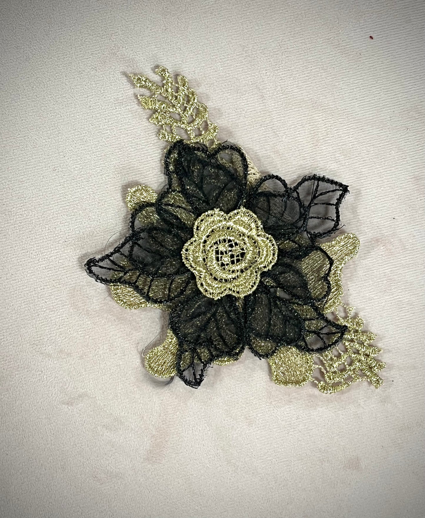 Black and Gold Flower Appliqué