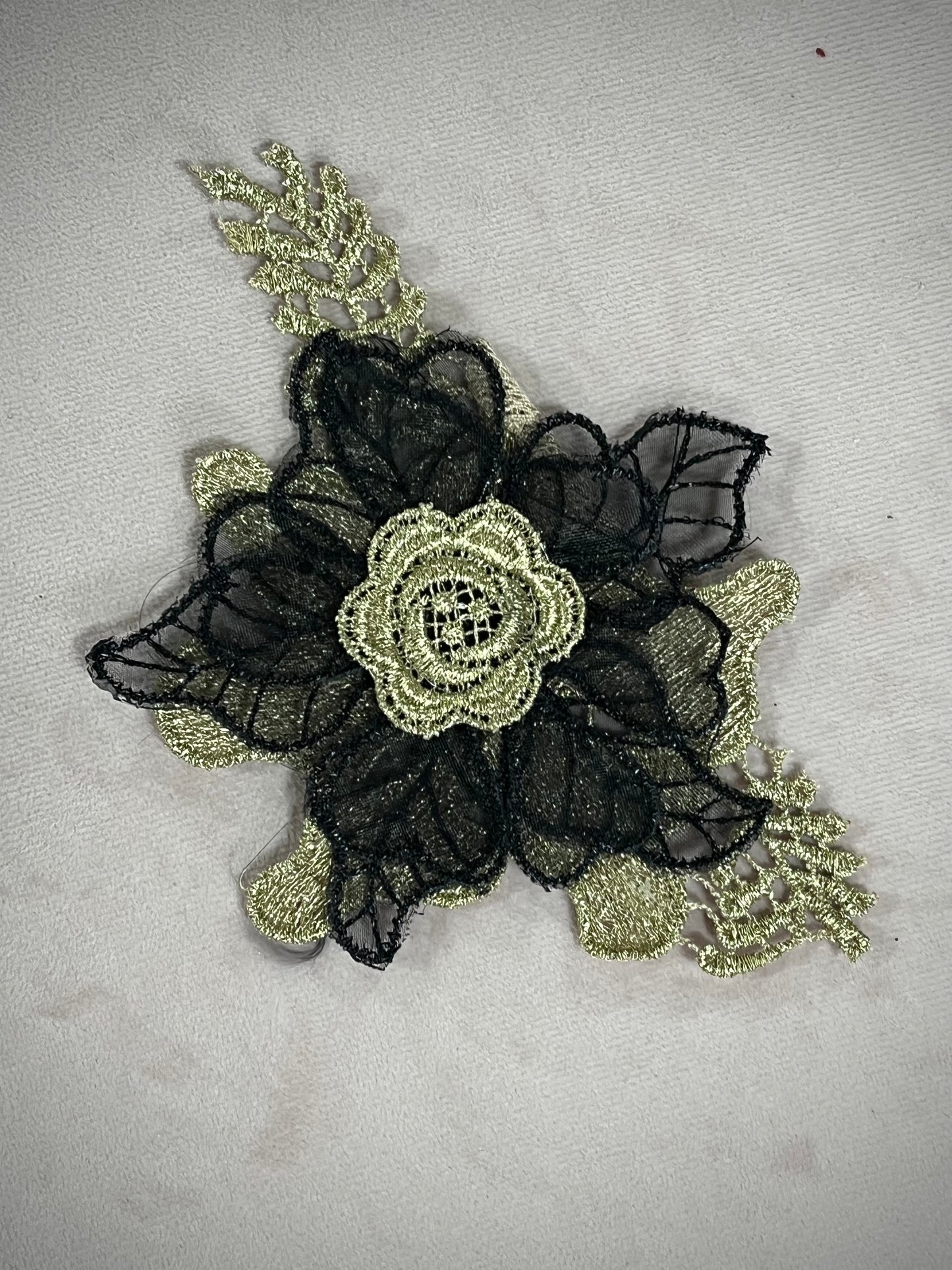 Black and Gold Flower Appliqué