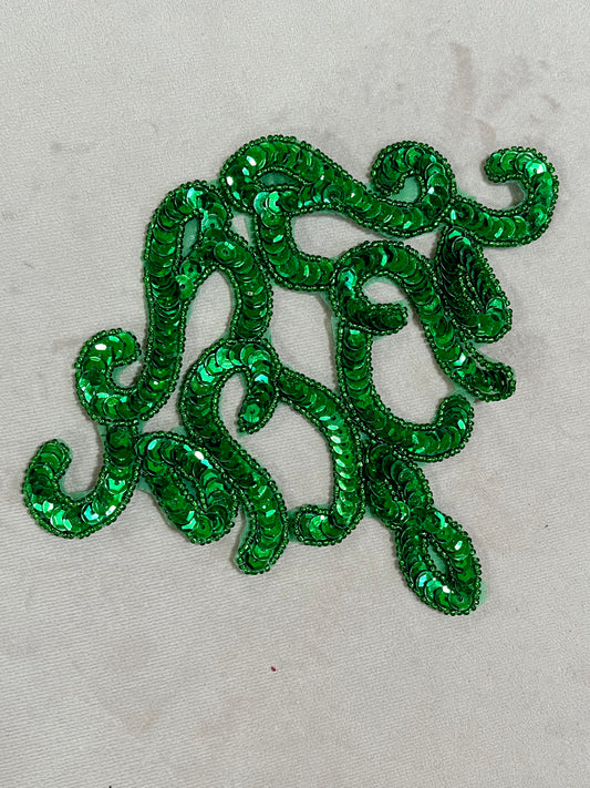 Green Sequin and Bead Appliqué